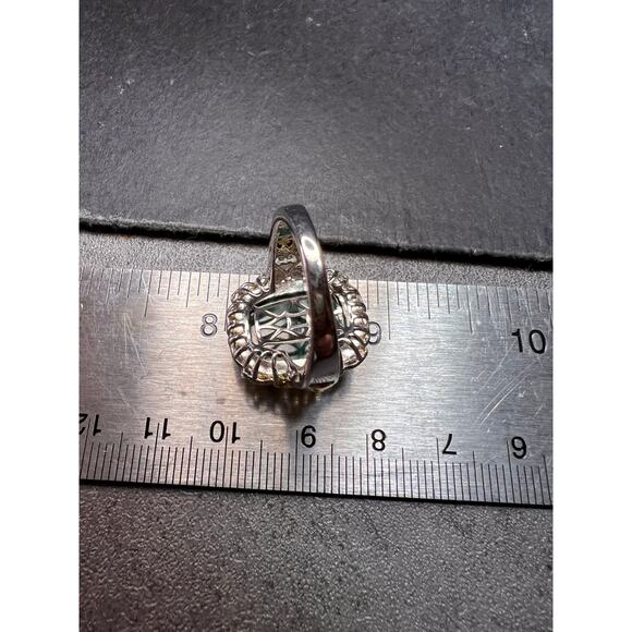 Karis Platinum & 18K Gold Plated Malachite Statement Ring Size 7 - Picture 16 of 16